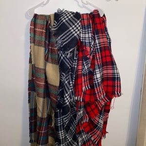 3 Plaid Blanket Scarf Bundle